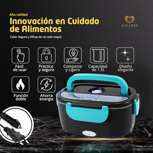 Fiambrera Electrica 80W 4 en 1 Acero Inoxidable 304 para Coche Camión | Calentador de Comida Portátil Termo 1.5L
Fiambr