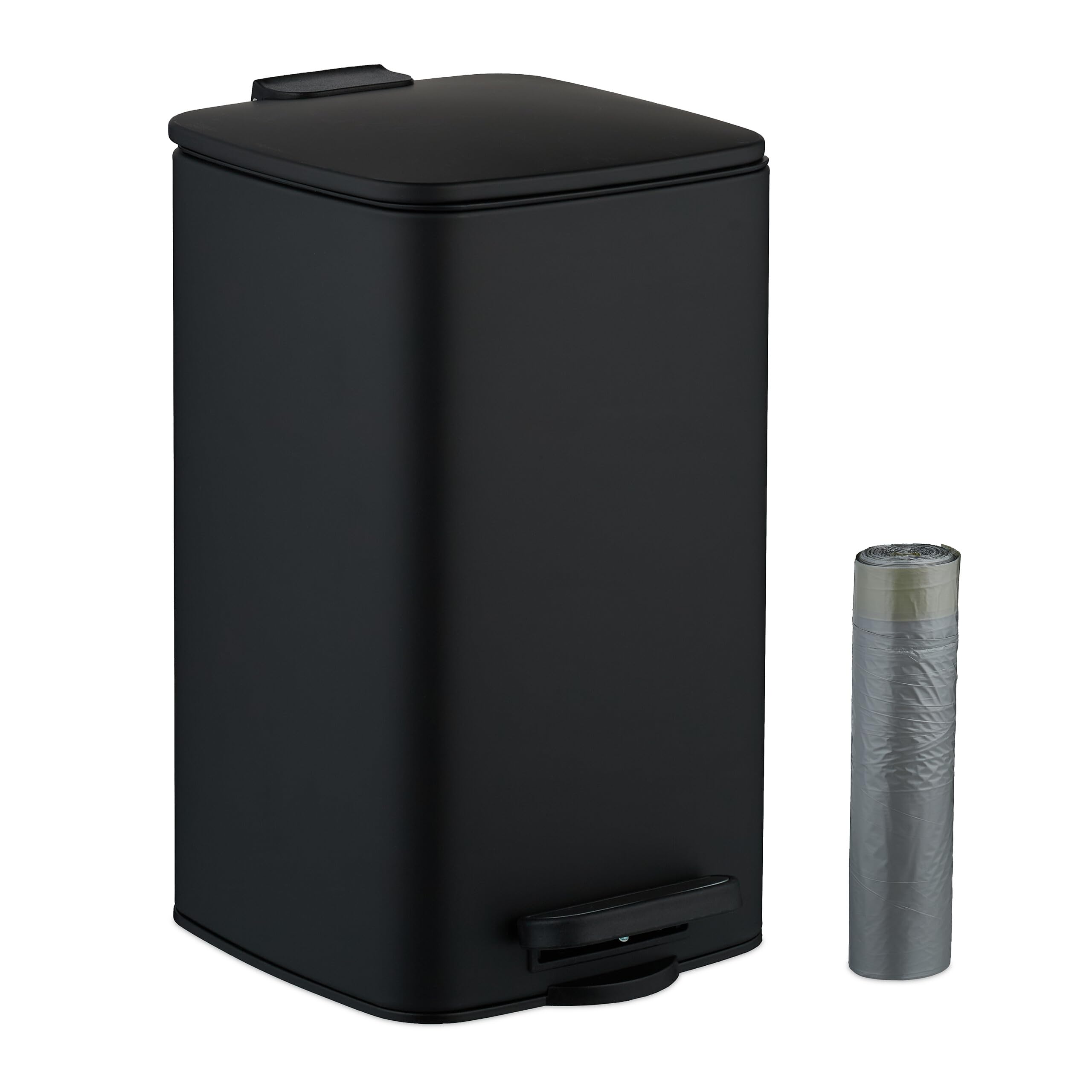  Relaxdays Cubo de Basura para Baño 8 Litros, Cierre Automático, Papelera Extraíble, Tapa Metálica, Negro
| Relaxdays Cu