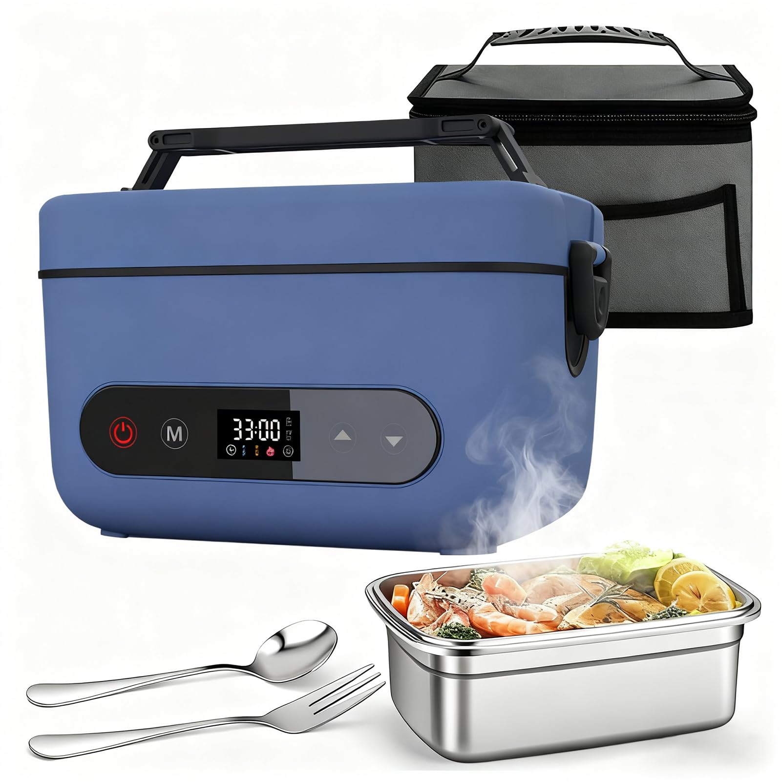  Fiambrera Eléctrica Portátil 80W para Viajes y Picnics
| Fiambrera Eléctrica con Pantalla Táctil para Calentar Comida
|