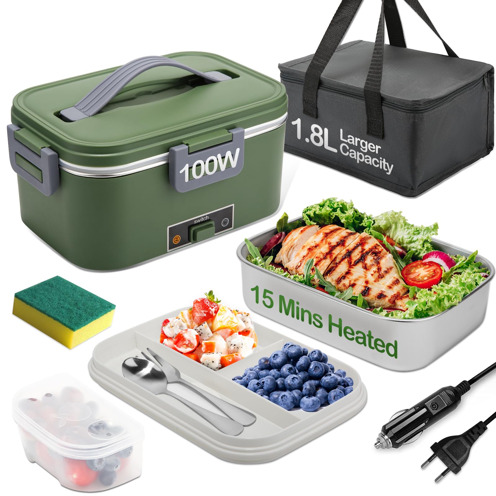 Electrónica de cocina Lonchera eléctrica 100 W|acero inoxidable|para viaje